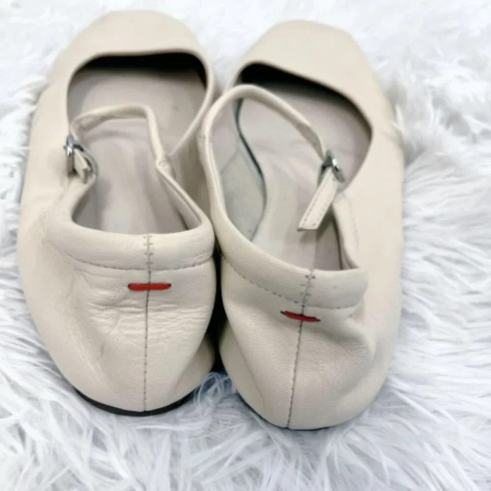 Aeyde 'Uma' Off-White Cream Leather Ballet Flats - Picture 6 of 10